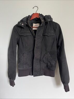 Aritzia TNA Maverick Fitted Bomber Jacket - Black - Brushed Canvas - Size S
